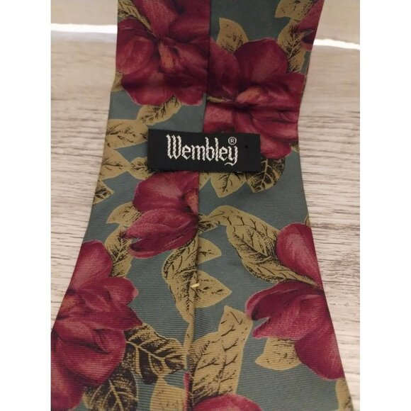 Wembley Floral Print Tie For Men 57" Long Multicolor Polyester - Picture 3 of 3